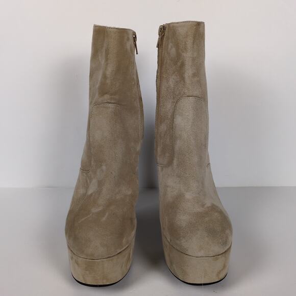 JEFFREY CAMPBELL Beige Suede Bratz Bootie Platform Heeled Leather Women's 8.5 - Picture 6 of 9